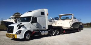 Semi-Truck Hauling a 42' Riva Power Boat